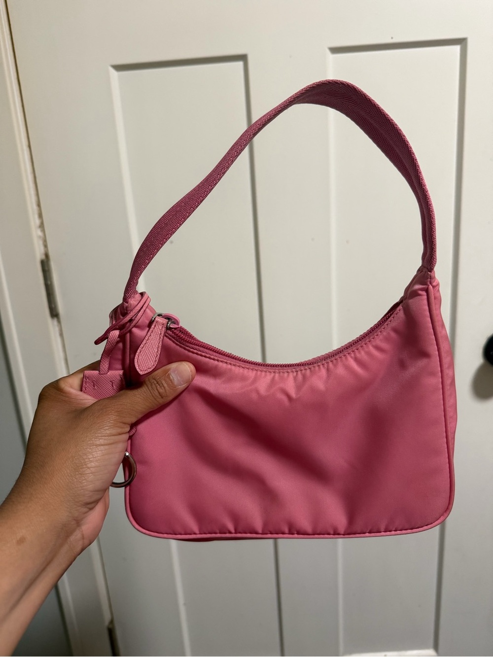 Prada Pink Shoulder Bag with Triangle Logo - Picture 2 of 3